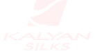 Red and white graphic of the Kalyan Silks logo with branding background.