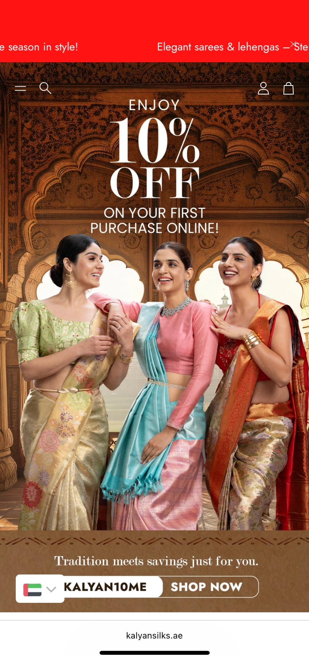 Shopify web development project for Kalyan Silks by Mayday Internet, Kerala